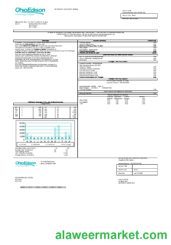 USA Ohio Edison business utility bill Word and PDF template